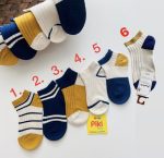 جوراب کبریتی پسرانه وارداتی تم رنگی خردلی/سورمه ای (4-6 سال) - Image 2