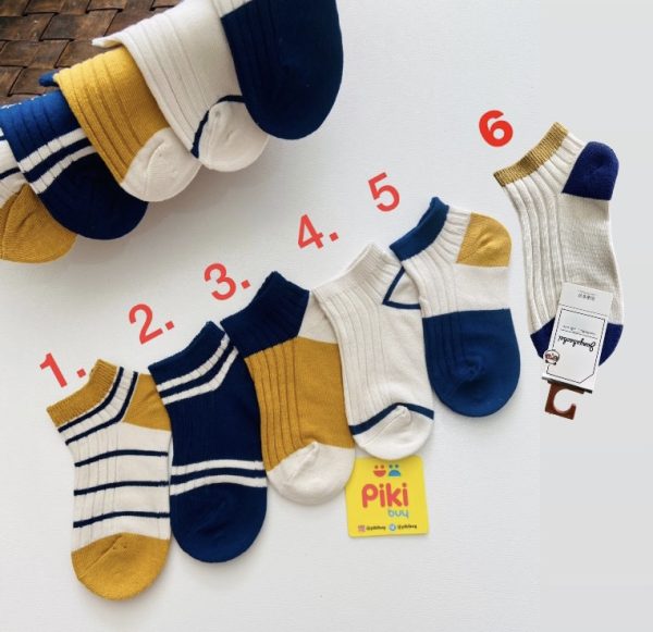 جوراب کبریتی پسرانه وارداتی تم رنگی خردلی/سورمه ای (4-6 سال) - Image 2