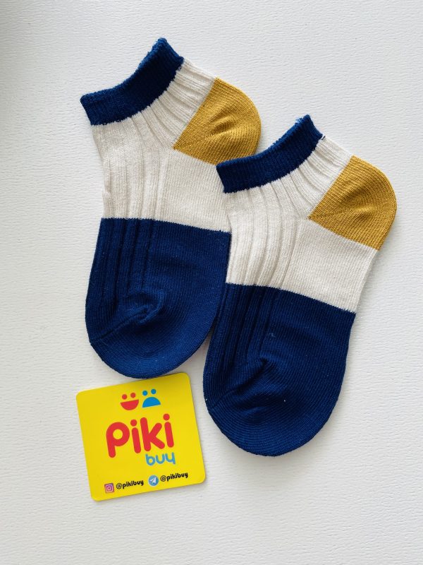 جوراب کبریتی پسرانه وارداتی تم رنگی خردلی/سورمه ای (4-6 سال) - Image 5