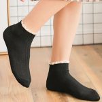 جوراب کبریتی مشکی مچی زنانه لب گیپور کتان 🖤 - Image 7