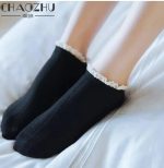 جوراب کبریتی مشکی مچی زنانه لب گیپور کتان 🖤 - Image 11