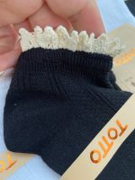 جوراب کبریتی مشکی مچی زنانه لب گیپور کتان 🖤 - Image 4