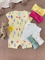 رامپرز دخترانه برند h&m طرح شکوفه و بستنی - Image 4