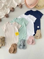 بادی های رنگی آستین کوتاه رنگ کرم استخوانی (12-18 ماه)