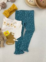 بلوز آستین بلند دخترانه سرشانه چیندار طرح گل آفتابگردون برند C&A - Image 6