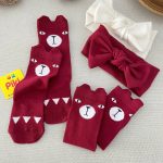 جوراب های ساق بلند رنگ دونه اناری زرشکی