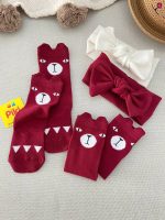 جوراب های ساق بلند رنگ دونه اناری زرشکی