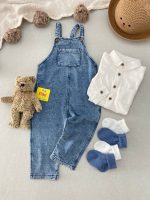 شلوار پیشبندی (بیلر) طرح جین پسرانه برند Lindex (2-4 ماه و 12-18 ماه)