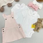 بادی مجلسی دخترانه یقه دار آستین کوتاه اورجینال برند H&M