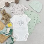 بادی آستین کوتاه اورجینال H&M تم فیل و زرافه (نوزادی تااا 9 ماه)