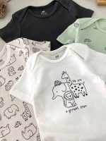 بادی آستین کوتاه اورجینال H&M تم فیل و زرافه (نوزادی تااا 9 ماه) - Image 7