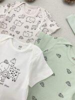 بادی آستین کوتاه اورجینال H&M تم فیل و زرافه (نوزادی تااا 9 ماه) - Image 2
