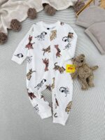 سرهمی زیپی طرح پلنگ و زرافه زمینه شیری اورجینال برند H&M