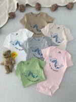 بادی آستین کوتاه اورجینال H&M طرح دلفین  (6-9 ماه)