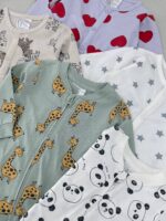 سرهمی زمینه یاسی طرح قلب اورجینال برند H&M (1-2 ماه و 4-6 ماه ) - Image 3