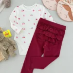 بادی آستین بلند دخترانه طرح آلبالو برند George (نوزادی تا 6 ماه)