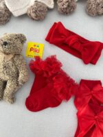 جوراب ساق کوتاه لب تور قرمز