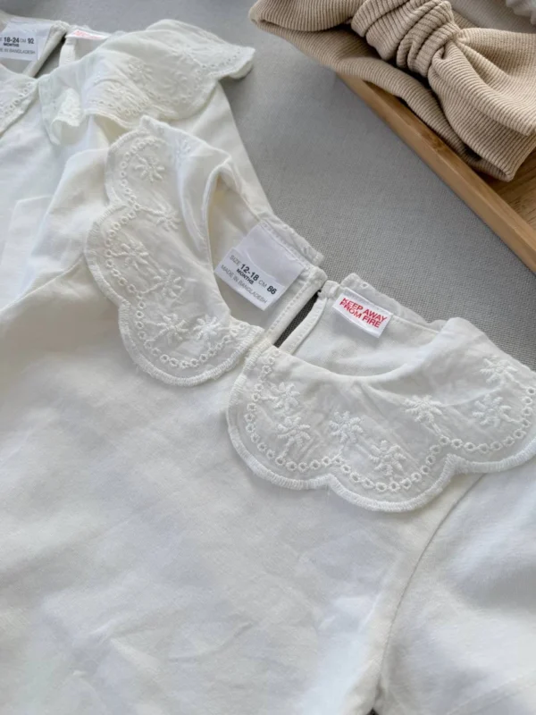 بادی یقه خامه دوزی آستین کوتاه اورجینال برند ZARA - Image 2