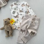 بادی آستین بلند کبریتی و شلوار برند newbie