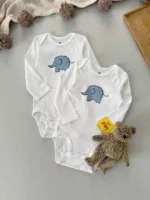 بادی آستین بلند برند H&M طرح فیل آبی