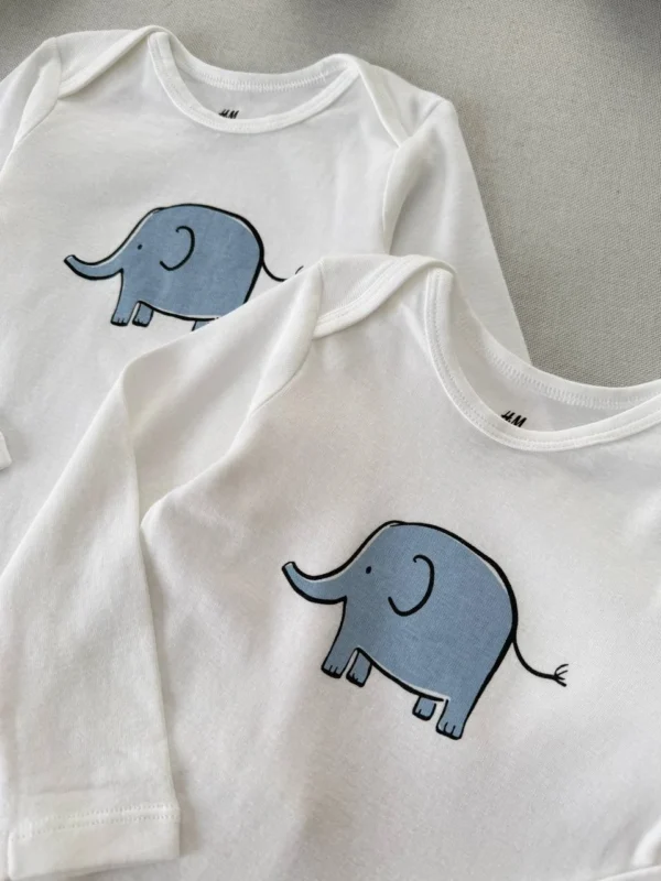 بادی آستین بلند برند H&M طرح فیل آبی - Image 3