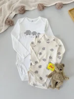 بادی آستین بلند برند H&M طرح فیل طوسی