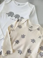 بادی آستین بلند برند H&M طرح فیل طوسی - Image 2