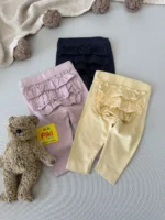 شلوار نوزادی لگ پشت چیندار دخترانه برند newbie (1-2 ماه)