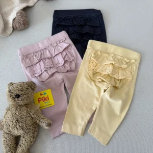 شلوار نوزادی لگ پشت چیندار دخترانه برند newbie (1-2 ماه)