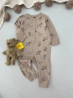 سرهمی بدون جوراب برند H&M زمینه شیرکاکائویی (نوزادی تا6ماه)