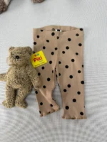 شلوار کبریتی دخترانه برند H&M خالدار نسکافه ای