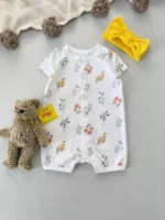 رامپرز گلدار سرشانه چیندار دخترانه اورجینال برند H&M