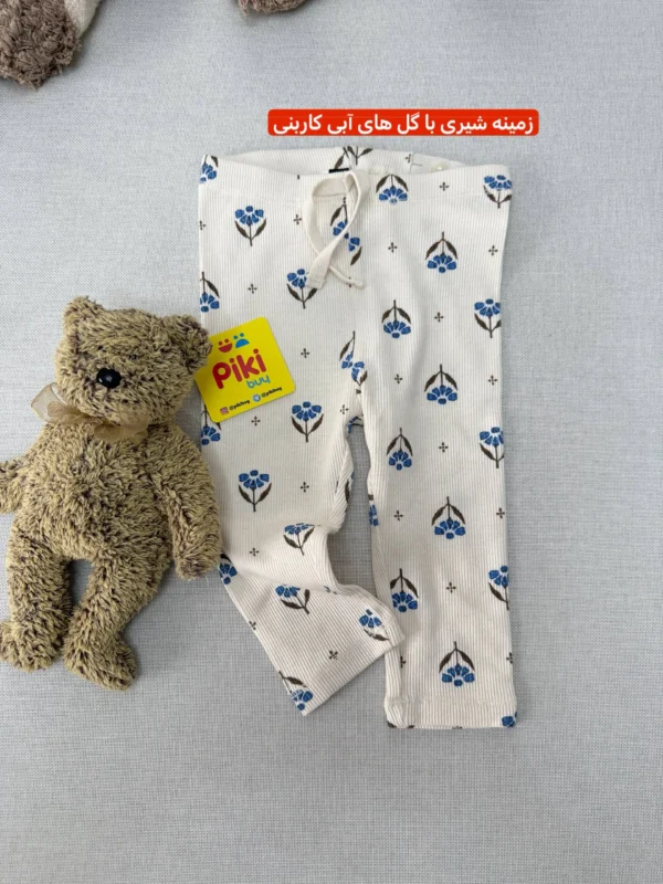 شلوار کبریتی برند H&M گلدار با گلهای آبی کاربنی نوزادی تااا چهار سال - Image 5