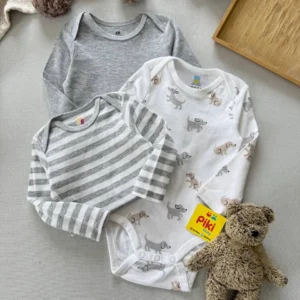 پک بادی نوزادی H&M آستین بلند طرح سگ و ساده در فروشگاه پیکی بای