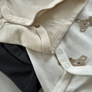 نمای نزدیک دکمه فشاری بادی نوزادی H&M نخ پنبه