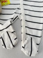 پارچه 100٪ نخ پنبه سرهمی جوراب‌دار نوزادی H&M راه‌راه شیری