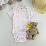 بادی آستین کوتاه برند H&M زمینه صورتی خالدار 6-9 ماه